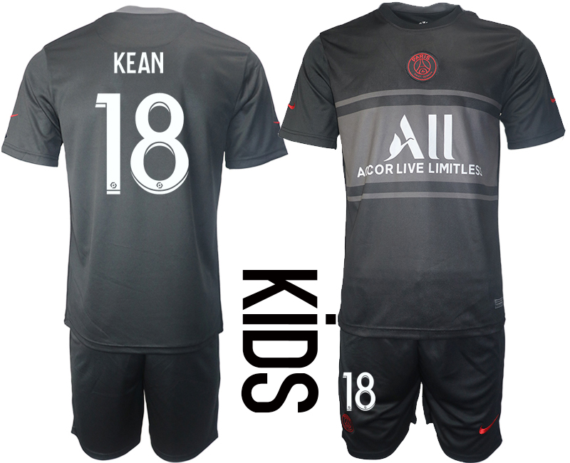 Youth 2021-2022 Club Paris St German Second away black #18 Soccer Jersey